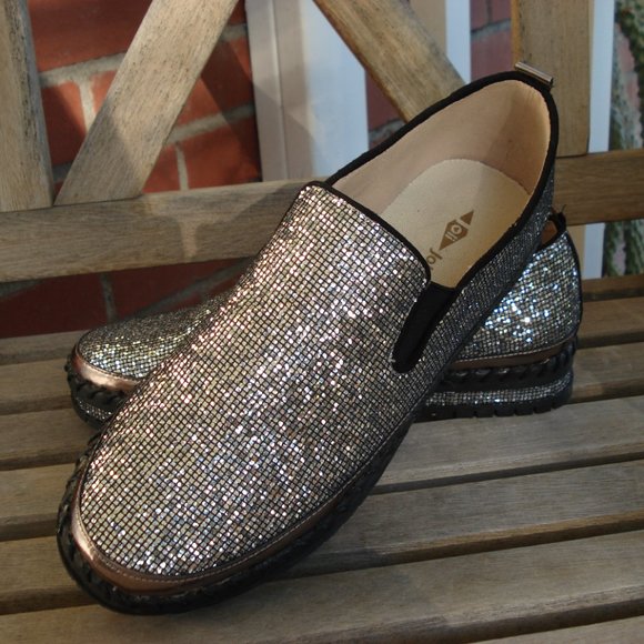 JOLIMALL Silver Glitter Slip On Sneakers Sz 10 - Picture 2 of 8